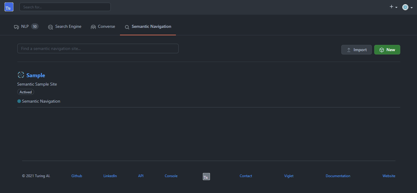 Semantic Navigation Page